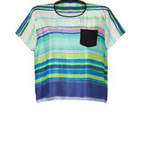Multicolored Striped Silk T-Shirt
