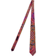 Mandarin/Purple Paisley Patterned Silk Tie