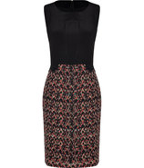 Red-Fluo Diamond Print Silk Colette Sheath Dress