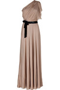 Beige One Shoulder Silk Gown