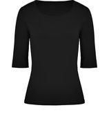 Black Cotton Elbow Sleeve T-Shirt