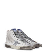 White/Silver Leather Francy Hi Sneakers