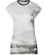 Grey/Black Printed Linen Top