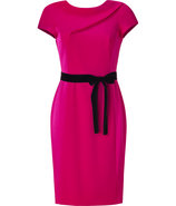 Fuchsia Satin and Crepe Sheath Dress