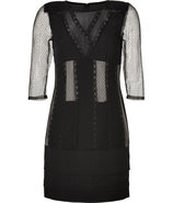 Black Lace Paneled Silk Dress