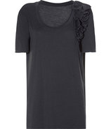 Black Grey Ruffle Oversized Jersey Top