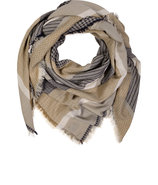 Beige/Navy Cotton-Linen Scarf