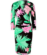 Black-Multi Floral Print Silk Wrap Dress