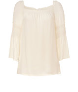 Cream off-the-shoulder silk top