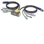 2-Port MiniView KVM Switch PS/2, w/ 6'' Built-in C